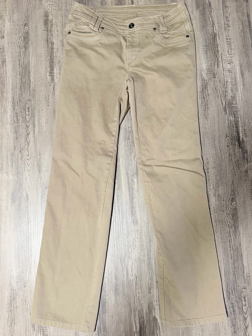 KÜHL Women Beige Chino Pants Cotton Twill Straight Leg size 6 Regular